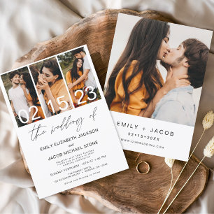 The Wedding of Photo Minimalist White Wedding Invitation