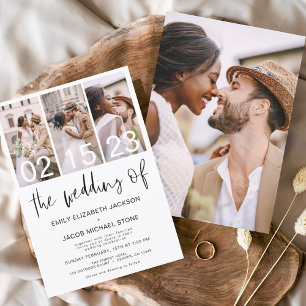 The Wedding of Photo Simple Minimalist White Invitation