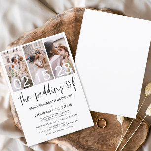The Wedding of Photo Simple Minimalist White Invitation