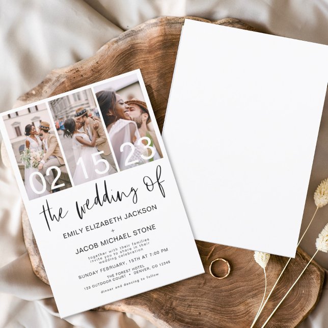The Wedding of Photo Simple Minimalist White Invitation (Creator Uploaded)