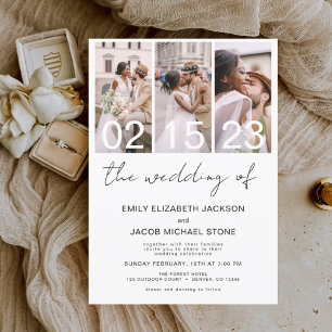 The Wedding of Photo Simple Minimalist White Invitation