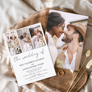 The Wedding of Photo Simple Minimalist White Invitation