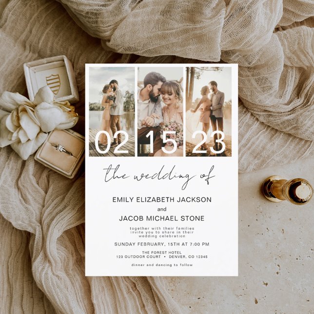 The Wedding of Photo Simple Minimalist White Invitation (Creator Uploaded)