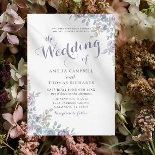 The Wedding Of Purple & Blue Floral Wedding Invita Invitation