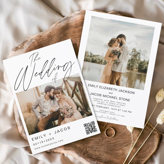 The Wedding of QR code Modern Photo Minimalist  Invitation (Creator Uploaded)