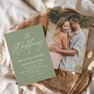The Wedding of Sage Green Modern Typography Invitation
