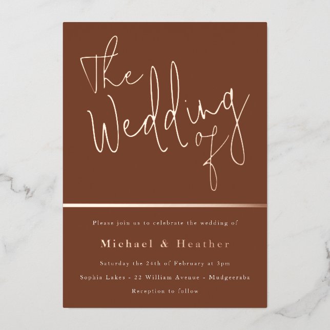 The Wedding of: Terracotta Rust Boho Rose Gold (Front)