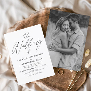 The Wedding of White Black Photo Elegant Invitatio Invitation