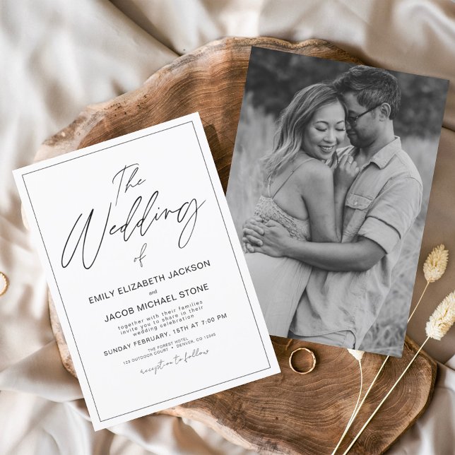 The Wedding of White Black Photo Elegant  Invitation (Creator Uploaded)