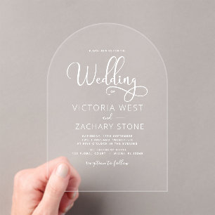 The Wedding of White Wedding Script Acrylic Invitations