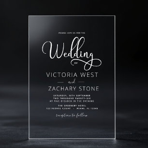 The Wedding of White Wedding Script Acrylic Invitations