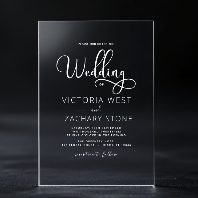 The Wedding of White Wedding Script Acrylic Invitations (Creator Uploaded)