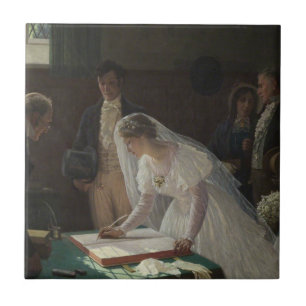 The Wedding Register (by Edmund Blair Leighton) Tile