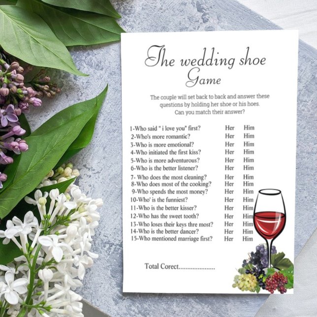 The wedding shoe game bridal shower games thank you card (Creator Uploaded)