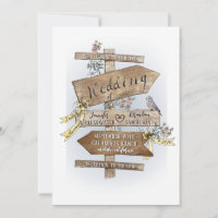 The Wedding Sign Says Hand Drawn Watercolor Rustic