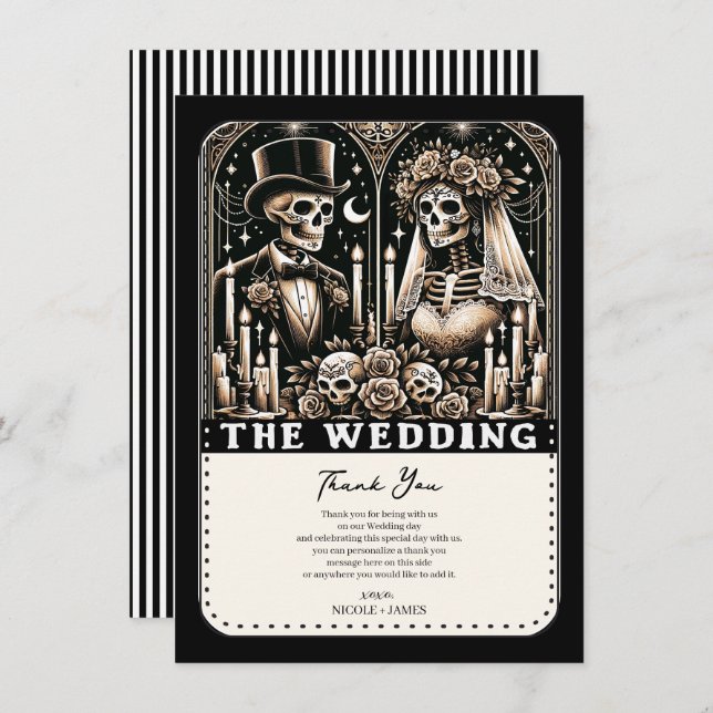 THE WEDDING Tarot Skeletons Bride & Groom Invitation (Front/Back)