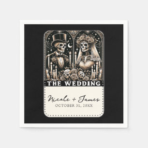 THE WEDDING Tarot Skeletons Bride & Groom Napkin