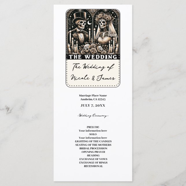 THE WEDDING Tarot Skeletons Bride & Groom Program Programme (Front)