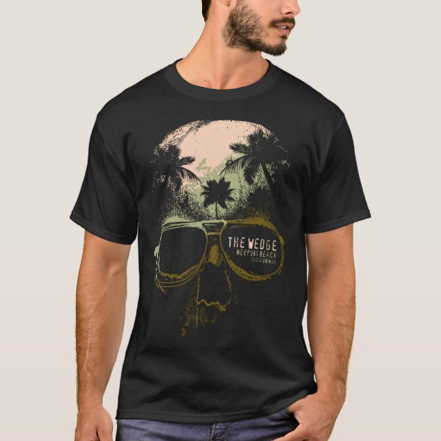 The Wedge Newport Beach Skull Summer California Su T-Shirt (Front)