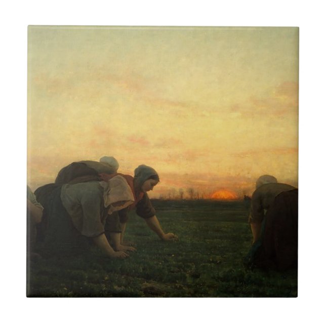 The Weeders - Jules Breton 1868 Fine Art Painting Tile (Front)