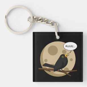 The Werebird - Blackbird Howling at the Moon Comic Key Ring