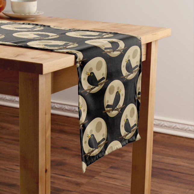 The Werebird - Blackbird Howling at the Moon Comic Medium Table Runner (In Situ)