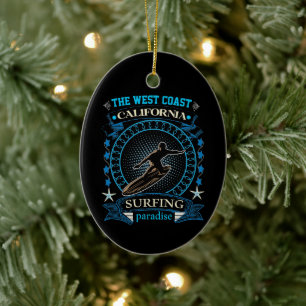 The West Coast California Surfing Ceramic Tree Decoration