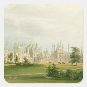 The West Front, from 'Views of the Royal Pavilion, Square Sticker