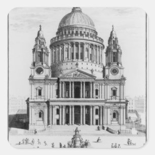 The West Prospect of St. Paul's Cathedral Square Sticker