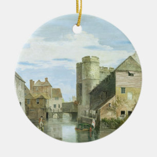 The Westgate, Canterbury (bodycolour on paper) Ceramic Tree Decoration