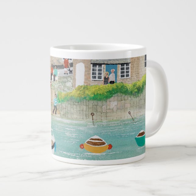 The Wharf at Mousehole Large Coffee Mug (Front Right)