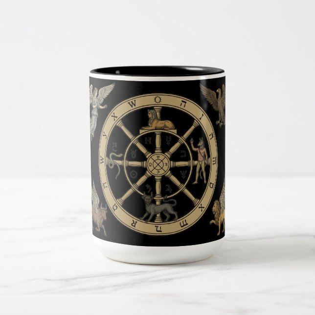 The Wheel of Fortune Tarot Two-Tone Coffee Mug (Center)