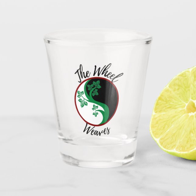 The Wheel Weaves Shot Glass (Front)