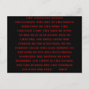THE WHEELERS PRAYER post card