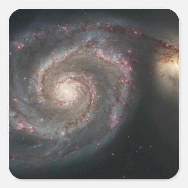 The whirlpool galaxy (M51) and companion galaxy Square Sticker (Front)