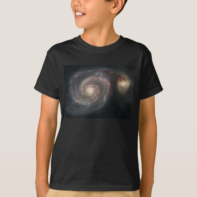 The Whirlpool Galaxy M51 & Companion in Space T-Shirt (Front)