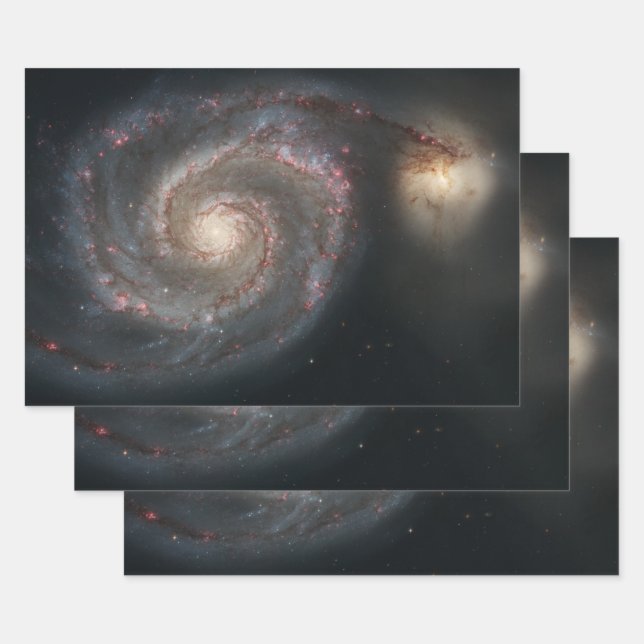 The Whirlpool Galaxy M51 & Companion in Space Wrapping Paper Sheet (Set)
