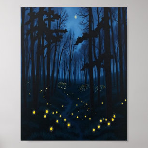 The Whispering Path of the Fireflies: A Nocturnal Poster