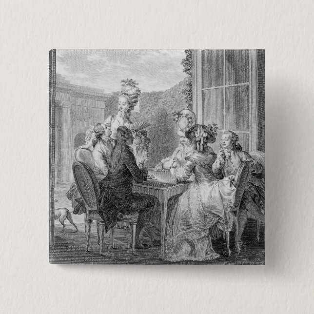 The Whist Party, 1783, engraved by Jean Dambrun (1 15 Cm Square Badge (Front)