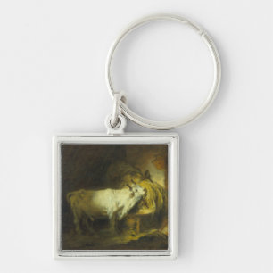 The White Bull in the Stable (oil on canvas) Key Ring