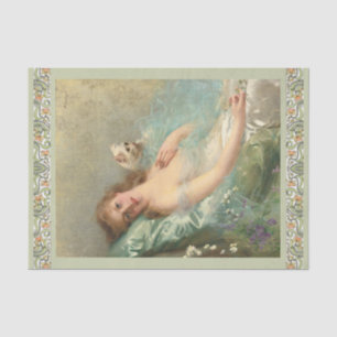 The White Cat by EVittorio Corcos, Decoupage  Tissue Paper