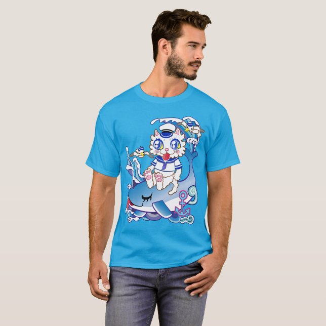 The White Cat of the Sailor Who Rode a Dolphin♪ T-Shirt (Front Full)