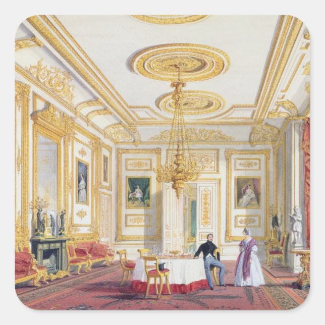 The White Drawing Room at Windsor Castle (colour l Square Sticker (Front)