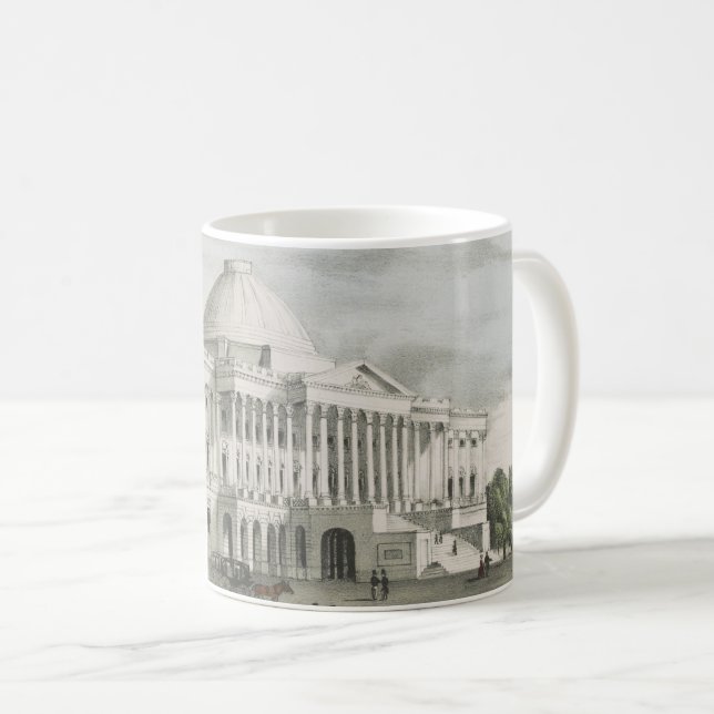 The White House, Capitol at Washington Lithograph Coffee Mug (Front Right)