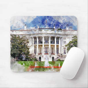 The White House in Washington DC in Watercolor Mouse Pad