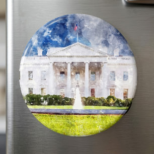 The White House in Washington DC Watercolor Magnet