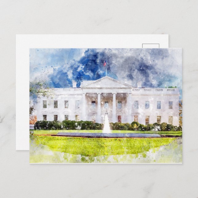 The White House in Washington DC Watercolor Postcard (Front/Back)