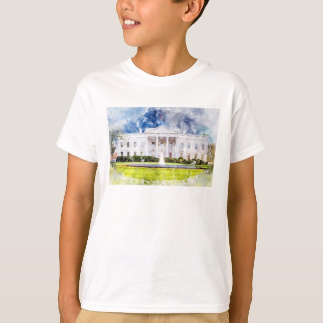 The White House in Washington DC Watercolor T-Shirt (Front)