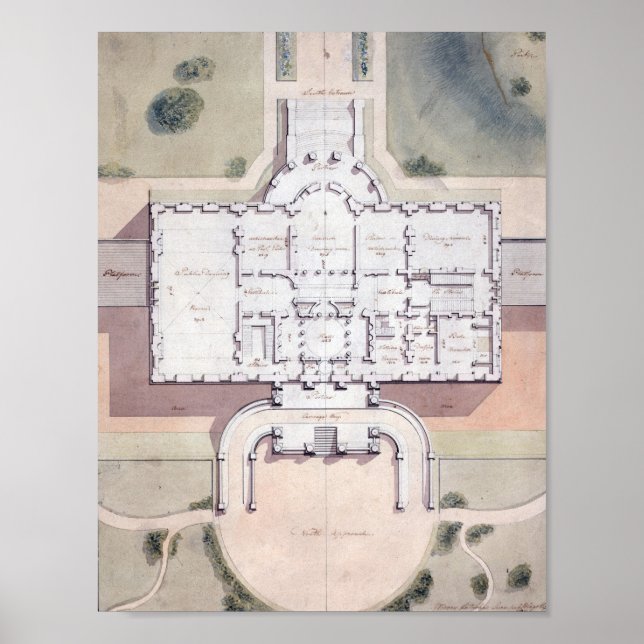 The White House President Washington D.C. Plan Poster (Front)