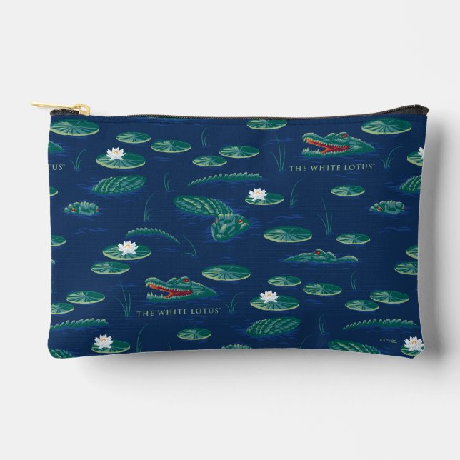 The White Lotus Alligator Lagoon Pattern Accessory Pouch (Front)